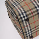 Burberrys Nova Check Boston Bag Canvas Beige Gold Auth th5794-16