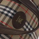 Burberrys Nova Check Boston Bag Canvas Beige Gold Auth th5794-17