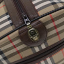 Burberrys Nova Check Boston Bag Canvas Beige Gold Auth th5794-18