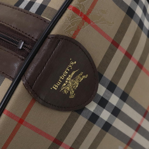 Burberrys Nova Check Boston Bag Canvas Beige Gold Auth th5794