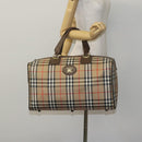 Burberrys Nova Check Boston Bag Canvas Beige Gold Auth th5794-22