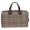 Burberrys Nova Check Boston Bag Canvas Beige Gold Auth th5794-2