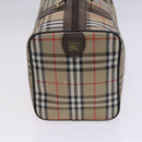 Burberrys Nova Check Boston Bag Canvas Beige Gold Auth th5794-3