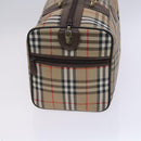 Burberrys Nova Check Boston Bag Canvas Beige Gold Auth th5794-4