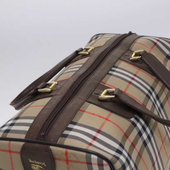 Burberrys Nova Check Boston Bag Canvas Beige Gold Auth th5794