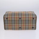 Burberrys Nova Check Boston Bag Canvas Beige Gold Auth th5794-5