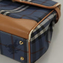 Burberrys Nova Check Hand Bag PVC Leather 2way Blue Auth th5802-9
