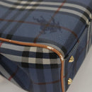 Burberrys Nova Check Hand Bag PVC Leather 2way Blue Auth th5802-15