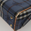 Burberrys Nova Check Hand Bag PVC Leather 2way Blue Auth th5802-16