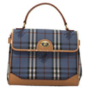 Burberrys Nova Check Hand Bag PVC Leather 2way Blue Auth th5802-13
