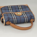 Burberrys Nova Check Hand Bag PVC Leather 2way Blue Auth th5802-6