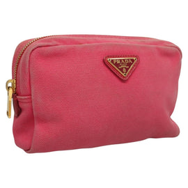 PRADA Pouch Canvas Pink Auth th5806