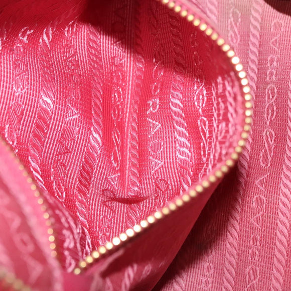 PRADA Pouch Canvas Pink Auth th5806