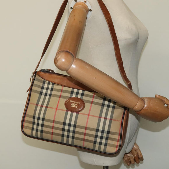 Burberrys Nova Check Shoulder Bag Canvas Beige Auth th5811