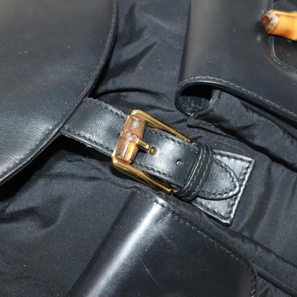 GUCCI Bamboo Backpack Leather Black Auth th5812