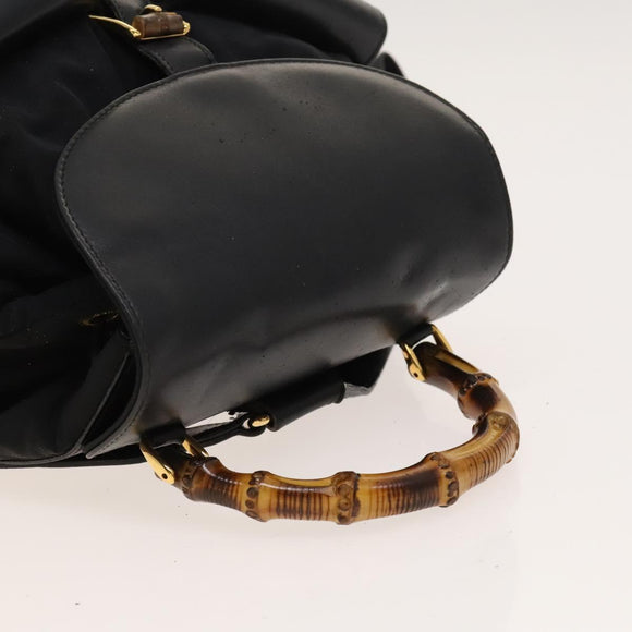 GUCCI Bamboo Backpack Leather Black Auth th5812