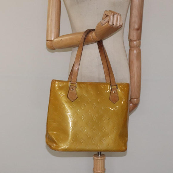 LOUIS VUITTON Monogram Vernis Houston Hand Bag Beige M91004 LV Auth th5822