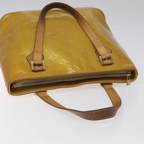 LOUIS VUITTON Monogram Vernis Houston Hand Bag Beige M91004 LV Auth th5822
