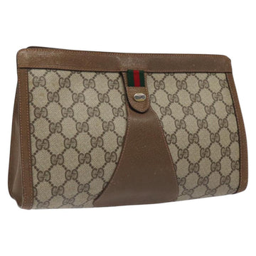 GUCCI GG Supreme Web Sherry Line Clutch Bag PVC Beige 89 01 033 Auth th5825