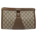 GUCCI GG Supreme Web Sherry Line Clutch Bag PVC Beige 89 01 033 Auth th5825-13