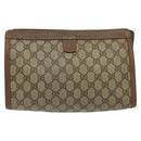 GUCCI GG Supreme Web Sherry Line Clutch Bag PVC Beige 89 01 033 Auth th5825-2
