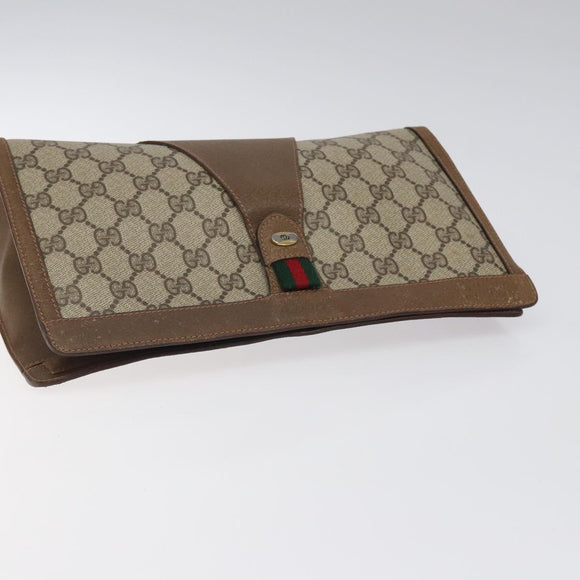 GUCCI GG Supreme Web Sherry Line Clutch Bag PVC Beige 89 01 033 Auth th5825