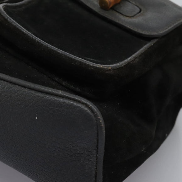 GUCCI Bamboo Backpack Suede Black Gold 003 2058 0016 Auth th5828