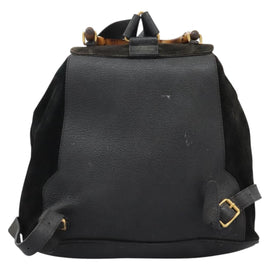GUCCI Bamboo Backpack Suede Black Gold 003 2058 0016 Auth th5828 - 0