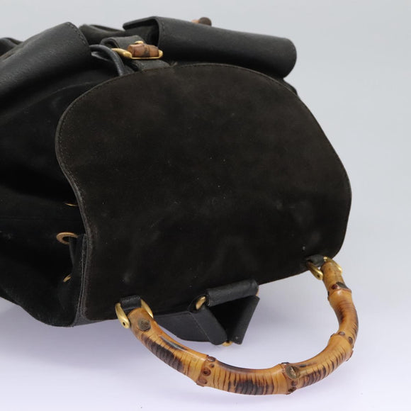 GUCCI Bamboo Backpack Suede Black Gold 003 2058 0016 Auth th5828