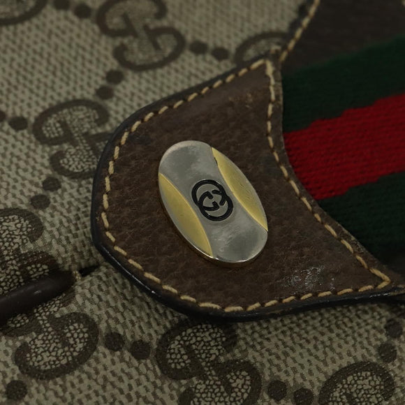 GUCCI GG Supreme Web Sherry Line Bag PVC Beige Gold 904 02 047 Auth th5842