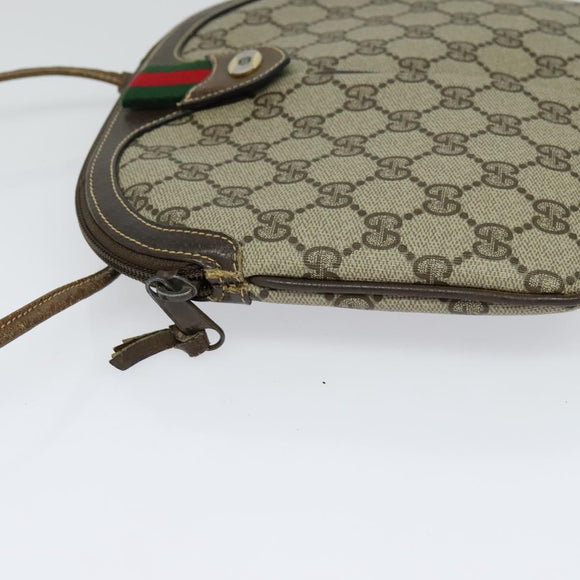 GUCCI GG Supreme Web Sherry Line Bag PVC Beige Gold 904 02 047 Auth th5842