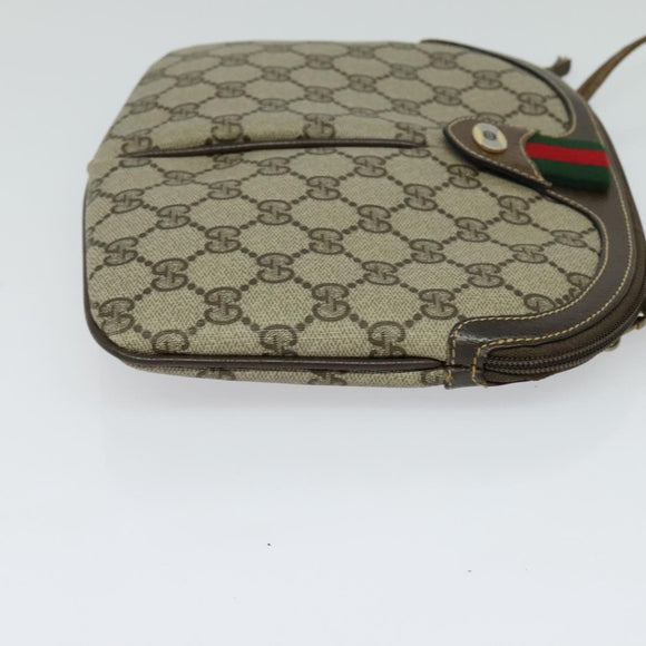 GUCCI GG Supreme Web Sherry Line Bag PVC Beige Gold 904 02 047 Auth th5842