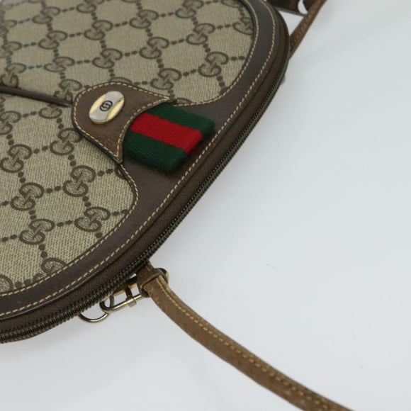 GUCCI GG Supreme Web Sherry Line Bag PVC Beige Gold 904 02 047 Auth th5842