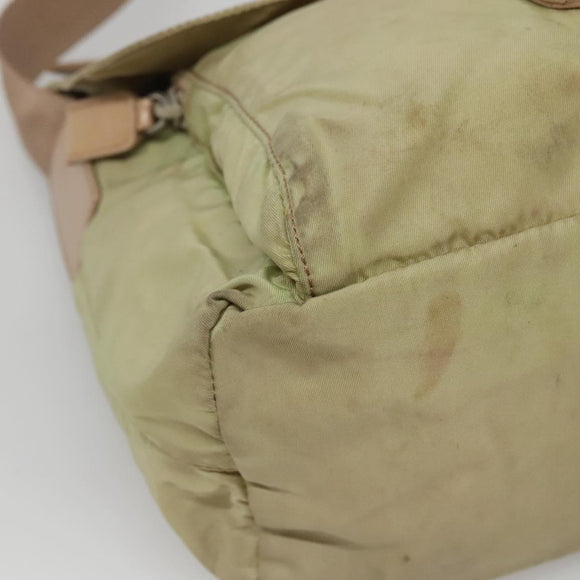 PRADA Shoulder Bag Nylon Beige Silver Auth th5847