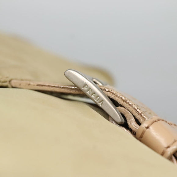 PRADA Shoulder Bag Nylon Beige Silver Auth th5847
