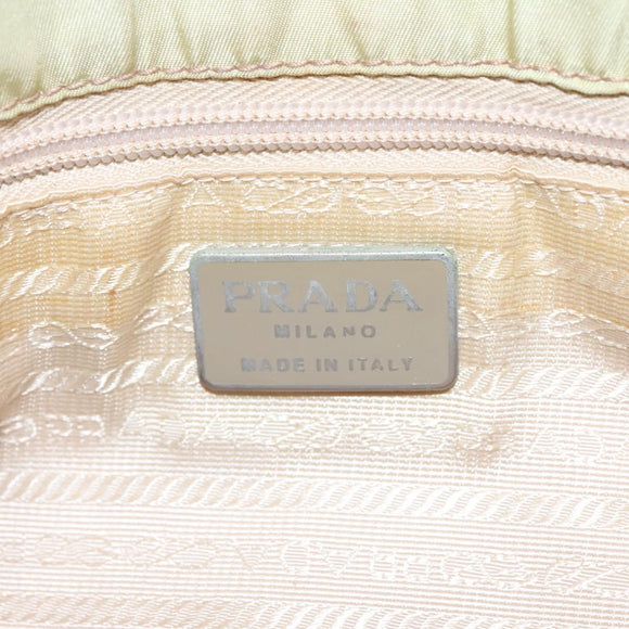 PRADA Shoulder Bag Nylon Beige Silver Auth th5847