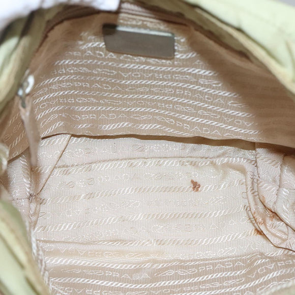 PRADA Shoulder Bag Nylon Beige Silver Auth th5847