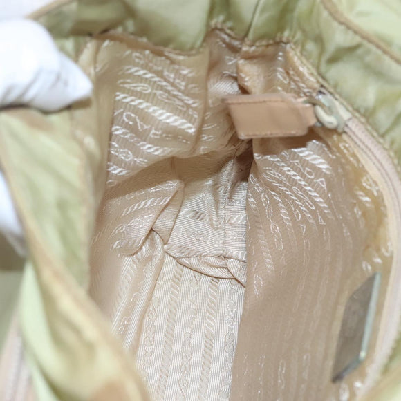 PRADA Shoulder Bag Nylon Beige Silver Auth th5847