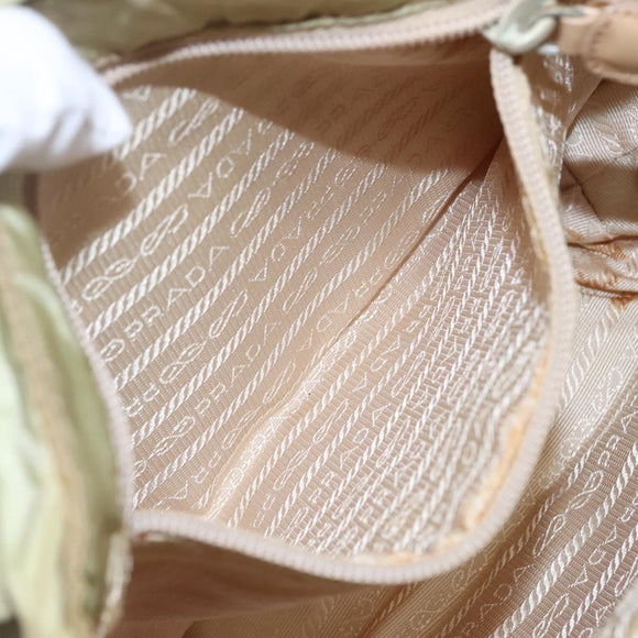 PRADA Shoulder Bag Nylon Beige Silver Auth th5847