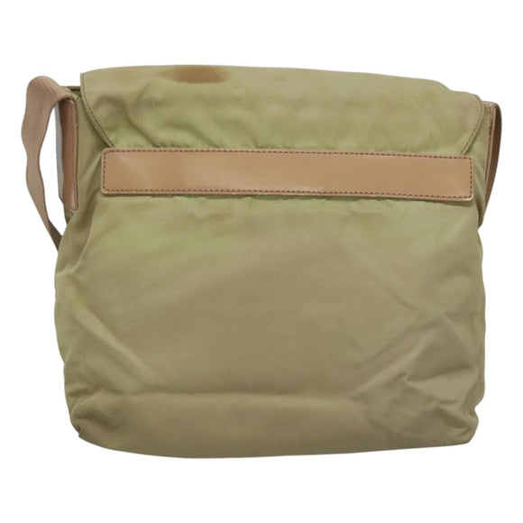 PRADA Shoulder Bag Nylon Beige Silver Auth th5847