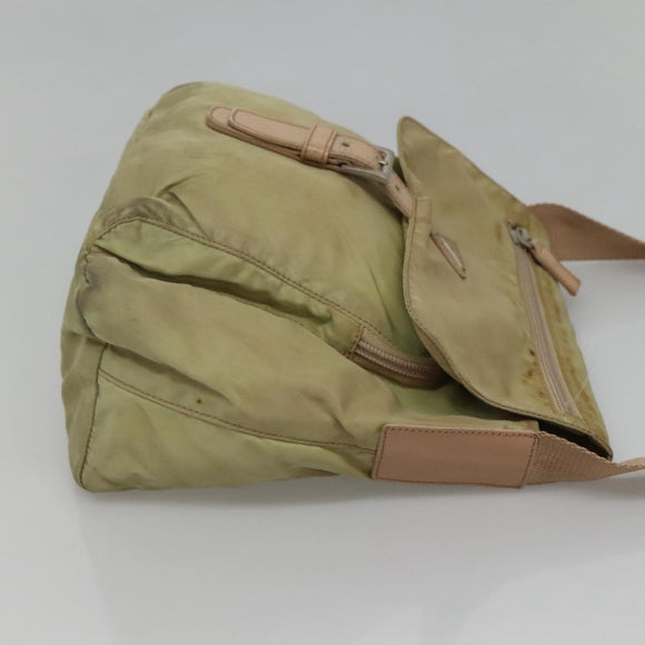 PRADA Shoulder Bag Nylon Beige Silver Auth th5847