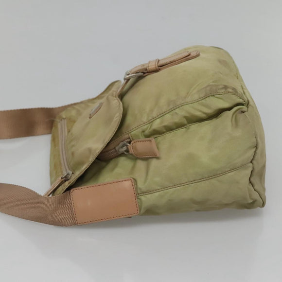 PRADA Shoulder Bag Nylon Beige Silver Auth th5847
