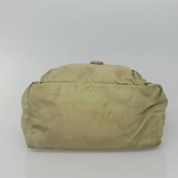 PRADA Shoulder Bag Nylon Beige Silver Auth th5847