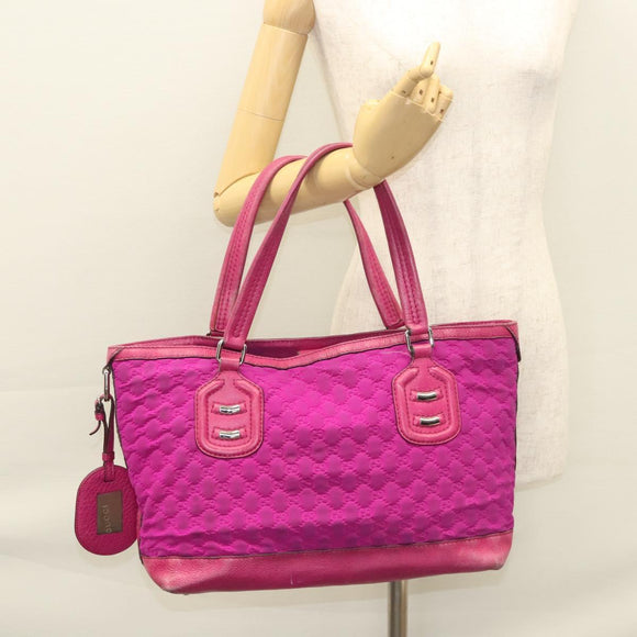 GUCCI GG Canvas Tote Bag Nylon Purple Silver 241101 Auth th5851