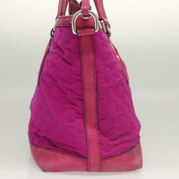 GUCCI GG Canvas Tote Bag Nylon Purple Silver 241101 Auth th5851