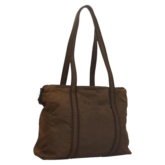 PRADA Tote Bag Nylon Brown Auth th5852