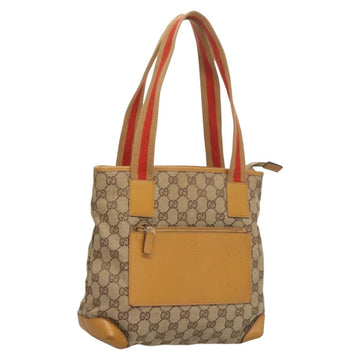GUCCI GG Canvas Tote Bag Beige Silver 019 0402 Auth th5862