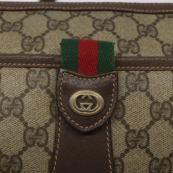 GUCCI GG Supreme Web Sherry Line Bag PVC Beige Gold 89 02 032 Auth th5867