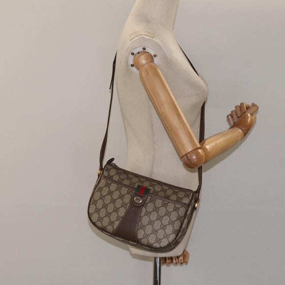 GUCCI GG Supreme Web Sherry Line Bag PVC Beige Gold 89 02 032 Auth th5867