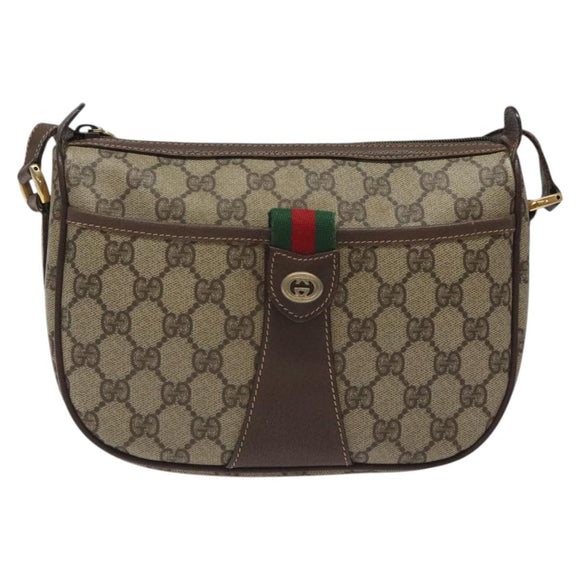 GUCCI GG Supreme Web Sherry Line Bag PVC Beige Gold 89 02 032 Auth th5867